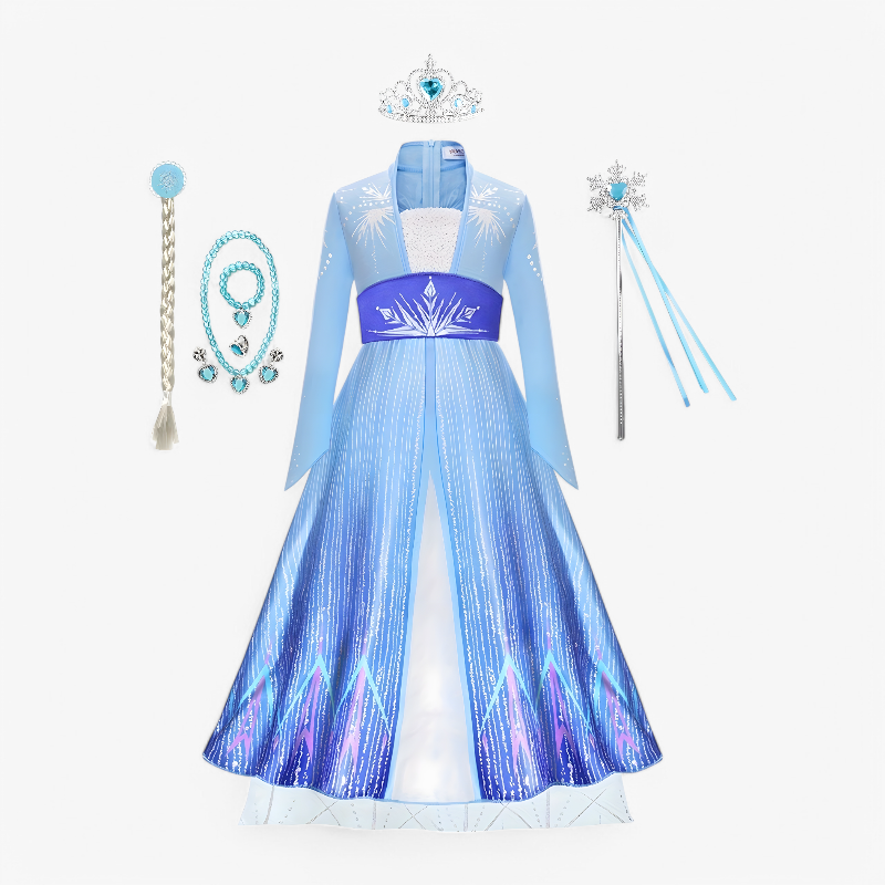 Magische Prinsessen Jurk voor Meisjes – Lange Mouwen, Cape en Accessoires Set-Mijn Verkleedkist