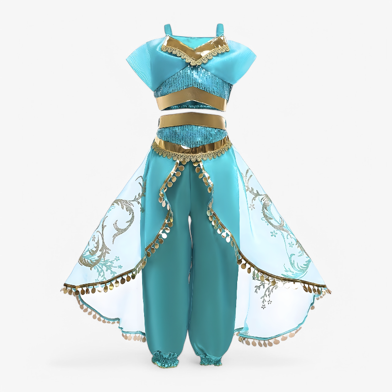 Betoverende Prinsessenoutfit voor Meisjes – Inclusief Gouden Details en Tule-Mijn Verkleedkist