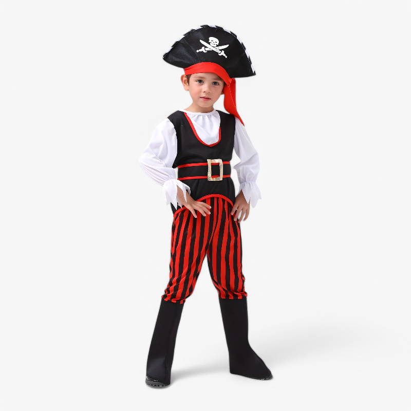 Piratenkostuum voor Jongens – Compleet met Hoed, Riem en Streepbroek-Mijn Verkleedkist