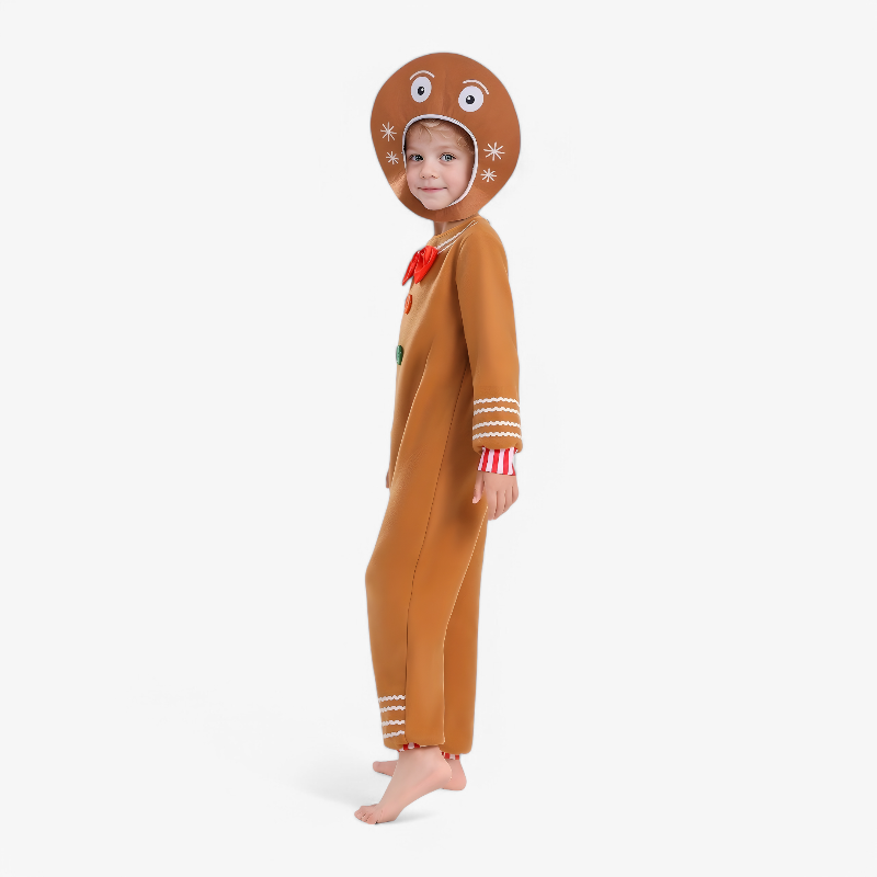 Schattig Kerstkoekje Kostuum voor Kinderen – Jumpsuit met Hoed en Kleurrijke Accenten-Mijn Verkleedkist