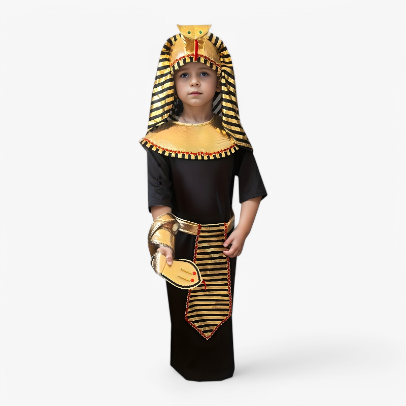 Egyptisch Farao Kostuum voor Kinderen – Inclusief Hoed en Armband-Mijn Verkleedkist