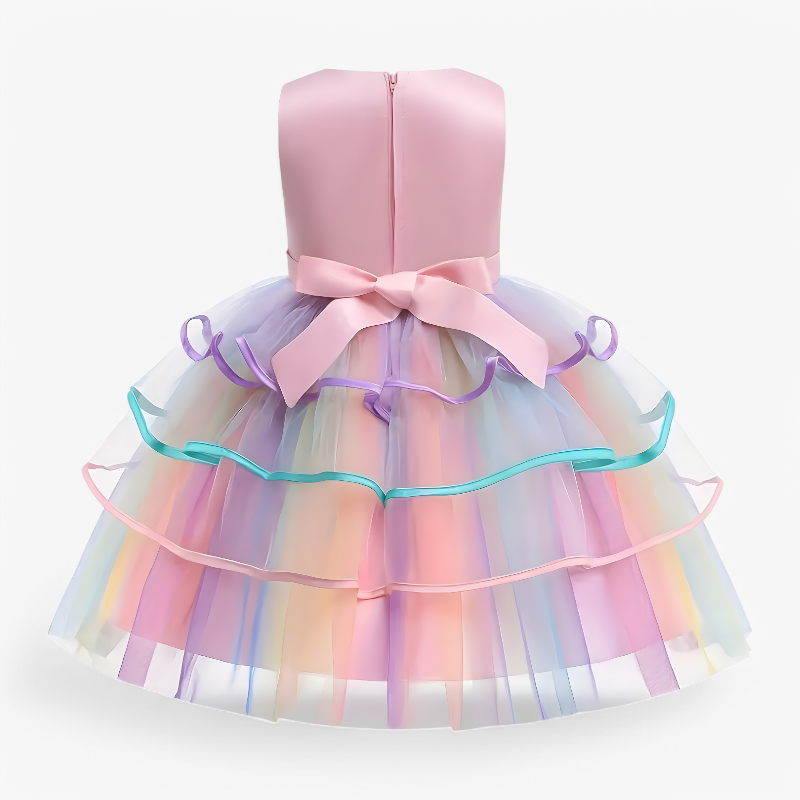 Fantasierijke Eenhoorn Prinsessenjurk – Met Bloemen en Kleurrijke Tulle-Mijn Verkleedkist